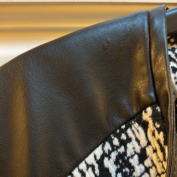 Calvin Klein faux Leather and Snake Print Moto Style Jacket - Picture 7 of 10